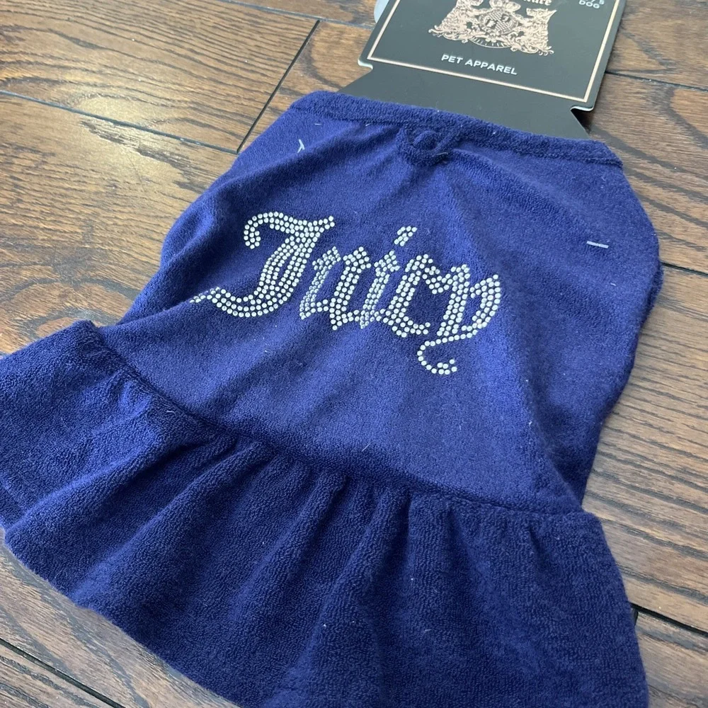 JUICY COUTURE Pets Dog Navy Blue Terry Cloth Dog Dress Vest XS/S